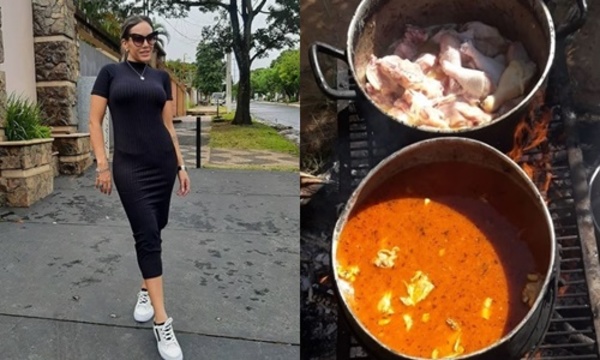Ruth Alcaráz donó víveres para “olla popular”