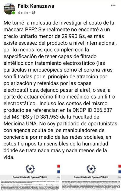 DINAC: Kanazawa justificó compra de mascarillas realizada por Melgarejo