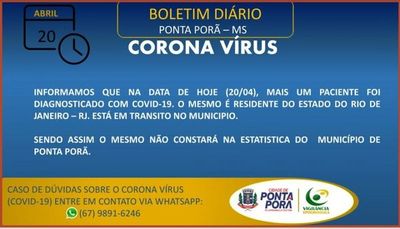 Detectan un nuevo caso positivo de coronavirus en Ponta Porã