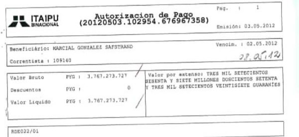 Padre de Kattya González facturó 600 mil doláres a Itaipú en defensa de "beneficios sociales"