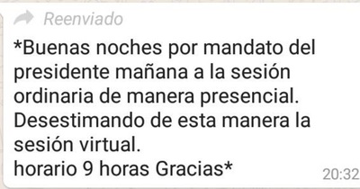 No habrá sesión virtual