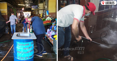 «Todos contra el COVID-19»: Comerciantes de la Placita Municipal realizaron una limpieza general en el lugar