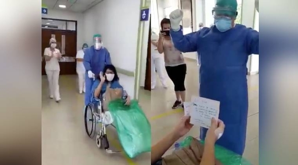 HOY / VIDEO | Paciente recibe el alta tras recuperarse del COVID-19, un día después de su cumpleaños
