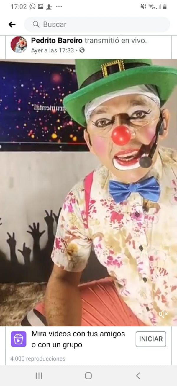 Payaso realiza show virtual para los niños - Nacionales - ABC Color