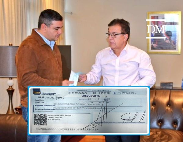 Misiones; EBY desembolsó 1.750 millones al Consejo Regional de Salud - Digital Misiones