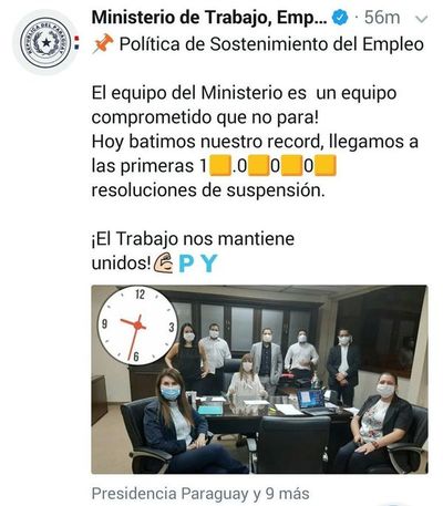Ministerio del Empleo se "jacta” de las suspensiones - Nacionales - ABC Color