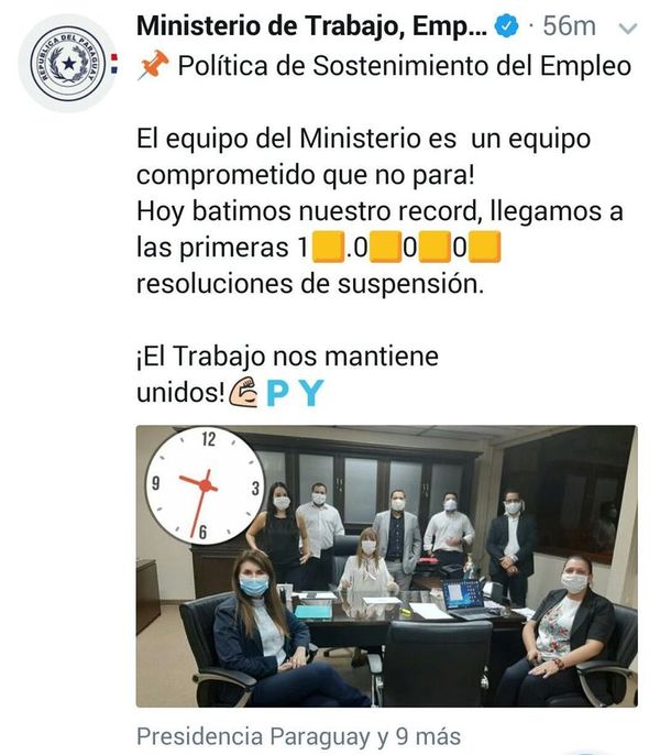 Ministerio del Empleo se "jacta” de las suspensiones - Nacionales - ABC Color