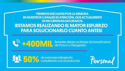 Personal pide disculpas por la demora en sus canales de atención