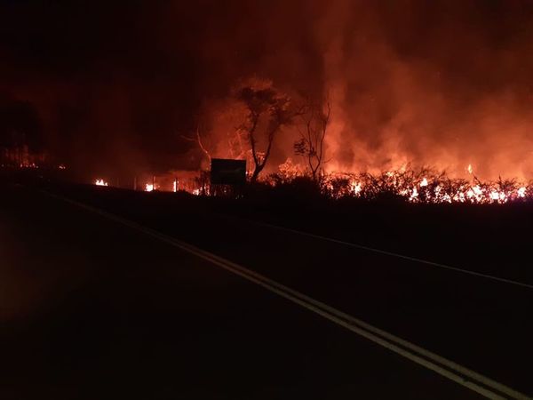 Gran incendio de pastizales cerca de población de Ciervo Cuá - Nacionales - ABC Color