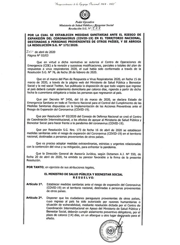 Otros que llegaron con Salum guardan cuarentena en sus casas