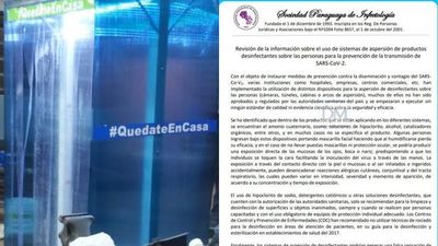 La Sociedad Paraguaya de Infectologia no recomienda el uso de aspersores como desinfección en humanos - Digital Misiones