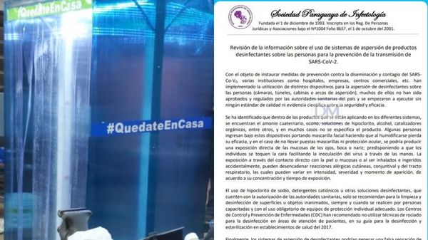 La Sociedad Paraguaya de Infectologia no recomienda el uso de aspersores como desinfección en humanos - Digital Misiones