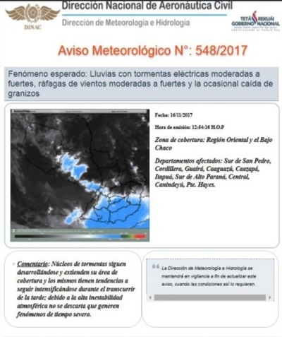 ALERTA METEOROLÓGICO para Alto Paraná