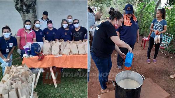 CODENI, CRUZ ROJA Y VOLUNTARIOS LLEVAN MERIENDA A LOS BARRIOS DE ENCARNACIÓN.