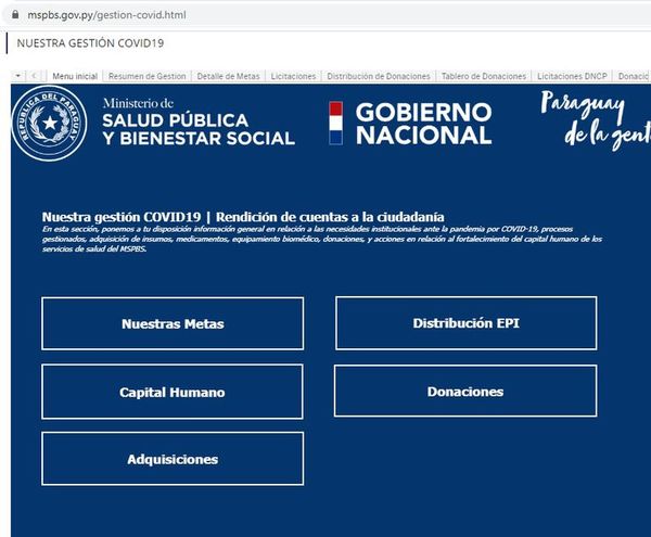 Salud Pública presenta plataforma de transparencia por pandemia del COVID-19 - Nacionales - ABC Color