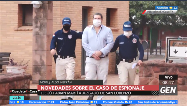 HOY / El dirigente liberal Fabián Martí ya se encuentra en el Palacio de Justicia de la ciudad de San Lorenzo para su audiencia de imposición de medidas