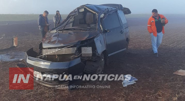 VIOLENTO VUELCO DE CAMIONETA SOBRE RUTA 7 EN SAN RAFAEL DEL PARANÁ