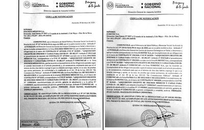 Salud notifica sobre rescisión de contratos a firmas del clan Ferreira