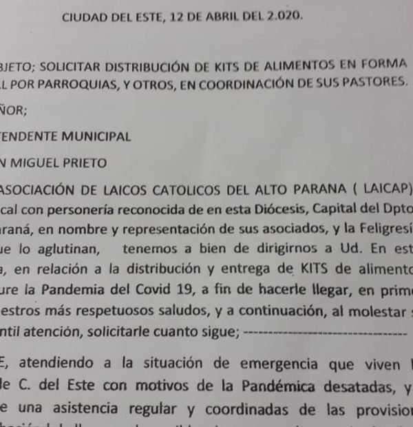 Laicos piden a Prieto que siga distribuyendo los kits de alimentos a familias vulnerables – Diario TNPRESS