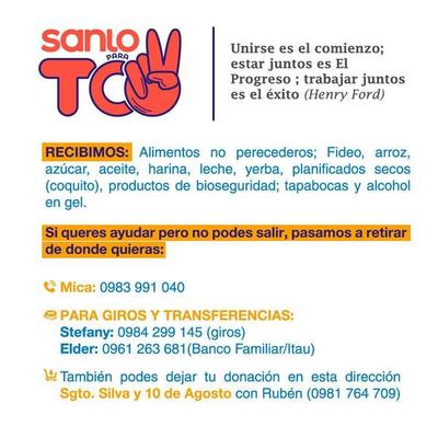 Sanlo Para Todos: Jóvenes buscan contagiar solidaridad » San Lorenzo PY