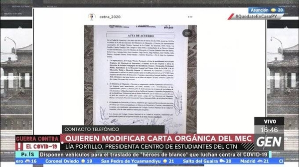 HOY / El Centro de Estudiantes del Colegio Técnico Nacional solicita la modificación de la carta orgánica del Ministerio de Educación