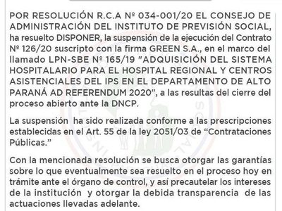 IPS suspende millonario despilfarro