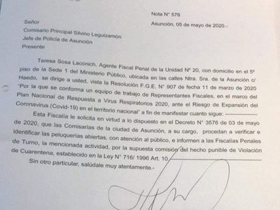 Fiscala pide a la policía controlar peluquerías