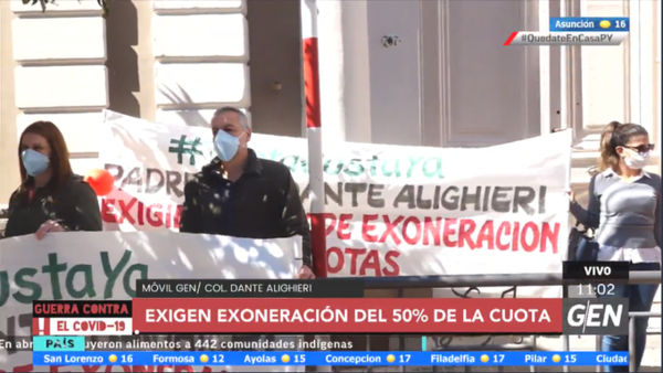 HOY / Padres del Colegio Dante Alighieri exigen la exoneración del 50% del monto de las cuotas mensuales