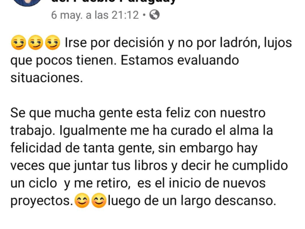 Defensor del Pueblo aclara 'no renuncié, solo fue la desesperación del momento'