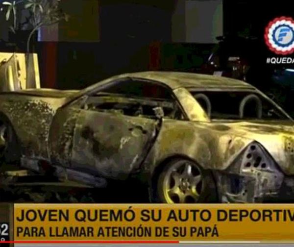 Quemó su auto para llamar la atención de su padre