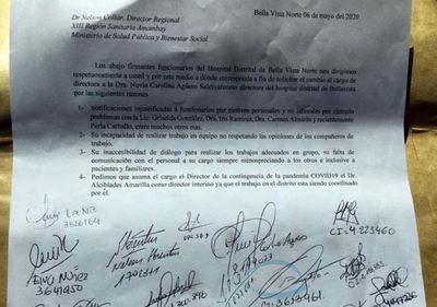 Funcionarios de Salud de Bella Vista piden la salida de directora del Centro de Salud por ser incapaz