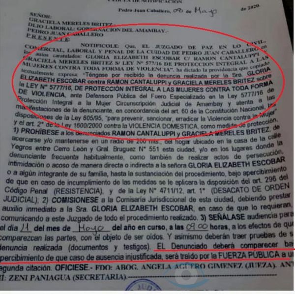 Concejala denuncia a Ramón Cantaluppi y Graciela Britez por violencia contra la mujer