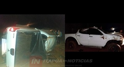 CAMIONETA VOLCÓ TRAS EXPLOSIÓN DE NEUMÁTICO EN ITANGUA’I.
