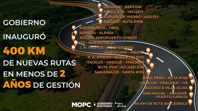Gobierno inaugura casi cuatrocientos kilómetros de ruta en once departamentos - .::RADIO NACIONAL::.