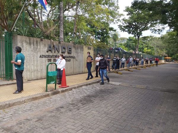 Extensa fila en la ANDE durante primer día de reapertura de sus oficinas - Nacionales - ABC Color