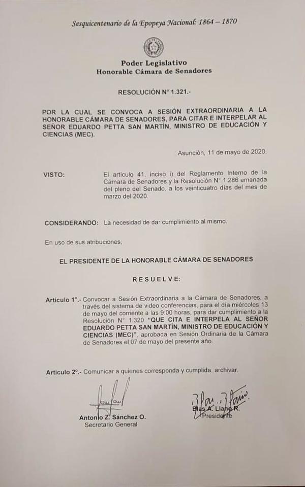 Senado interpelará a Petta el miércoles próximo - ADN Paraguayo