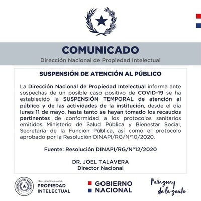 Funcionario de DINAPI declaró síntomas de Covid-19 e institución suspendió atención al público, enviando a todos a cuarentena - ADN Paraguayo