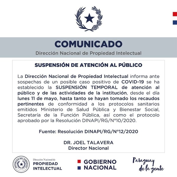 Funcionario de DINAPI declaró síntomas de Covid-19 e institución suspendió atención al público, enviando a todos a cuarentena - ADN Paraguayo