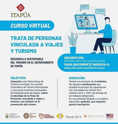 INVITAN AL CURSO VIRTUAL SOBRE TRATA DE PERSONAS EN EL ÁMBITO DEL TURISMO