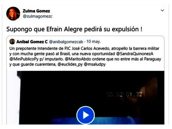 Efraín Alegre no habla de Acevedo y Gómez lo cuestiona en las redes