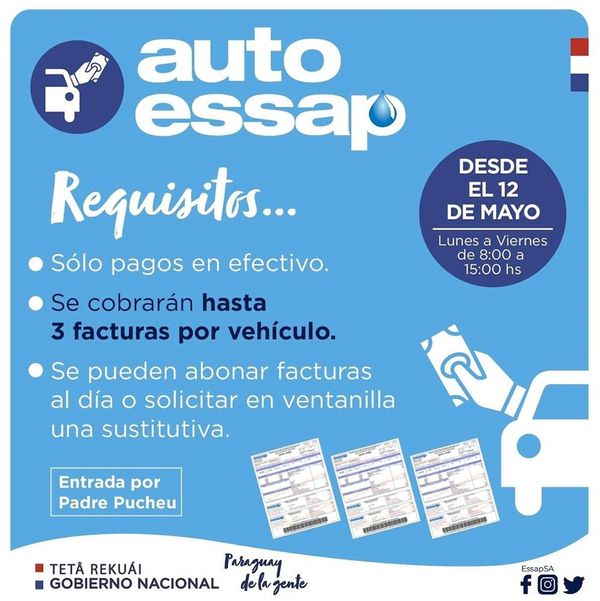 ESSAP habilita hoy auto ESSAP para pago de facturas y evitar propagación del coronavirus - .::RADIO NACIONAL::.