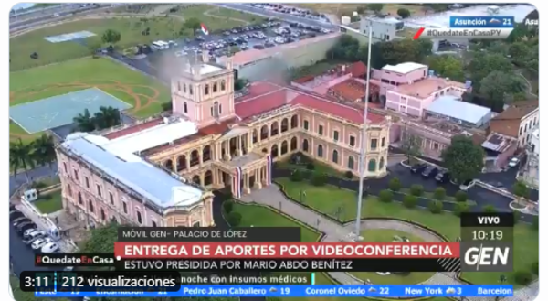 HOY / El presidente de la República Mario Abdo, realizó entrega de aportes por videoconferencia