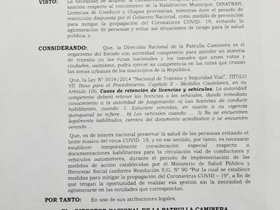 Patrulla Caminera volverá a exigir documentos desde junio