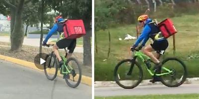 Ciclista fingió ser repartidor para entrenar sin que lo molesten