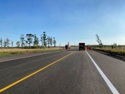 Obras en ruta PY02 siguen con señalización horizontal