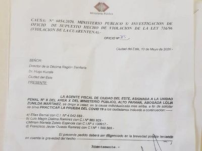 Fiscalía pide tests de Covid-19 para seccionaleros que violaron cuarentena