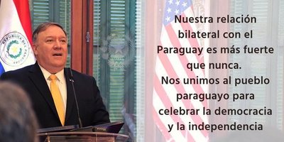 Mensaje de Mike Pompeo: EE.UU celebra la democracia e independencia del Paraguay - .::RADIO NACIONAL::.