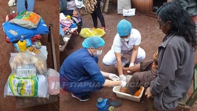 LLEGAN CON AYUDA A MUJER CON PIQUES EN EL BARRIO TRES POTRERO DE ENCARNACIÓN.