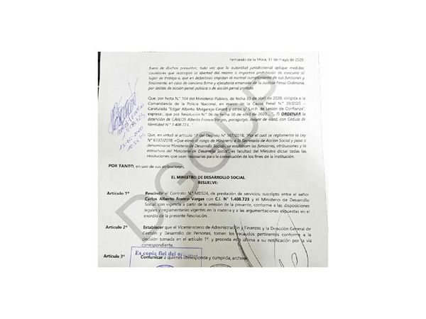 MDS desvincula al chofer investigado  en caso Dinac