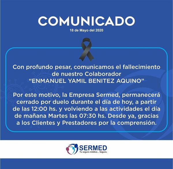 Empleado de Sermed falleció tras un repentino desmayo
